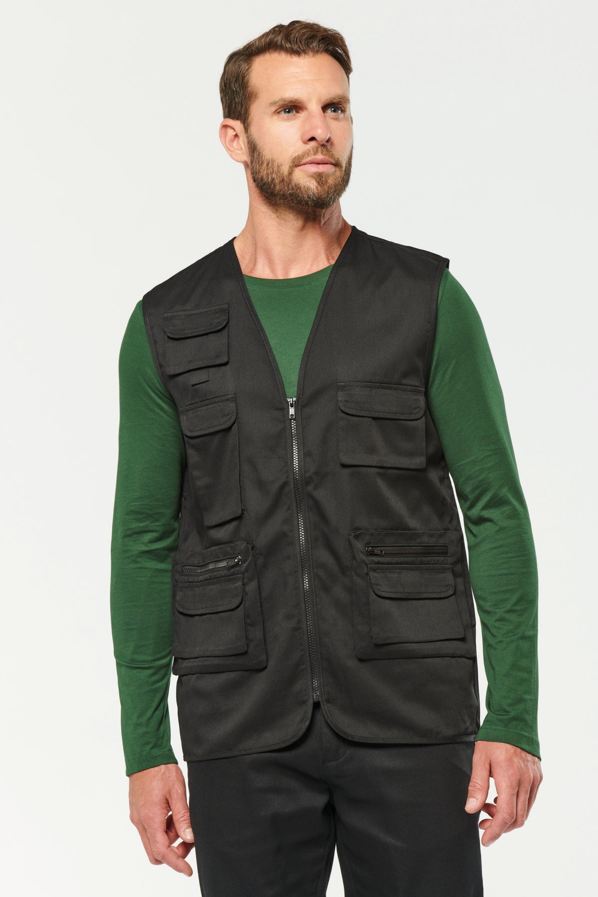 WK609  - Gilet polycoton multipoches doublé unisexe personnalisé​ Homme Femme