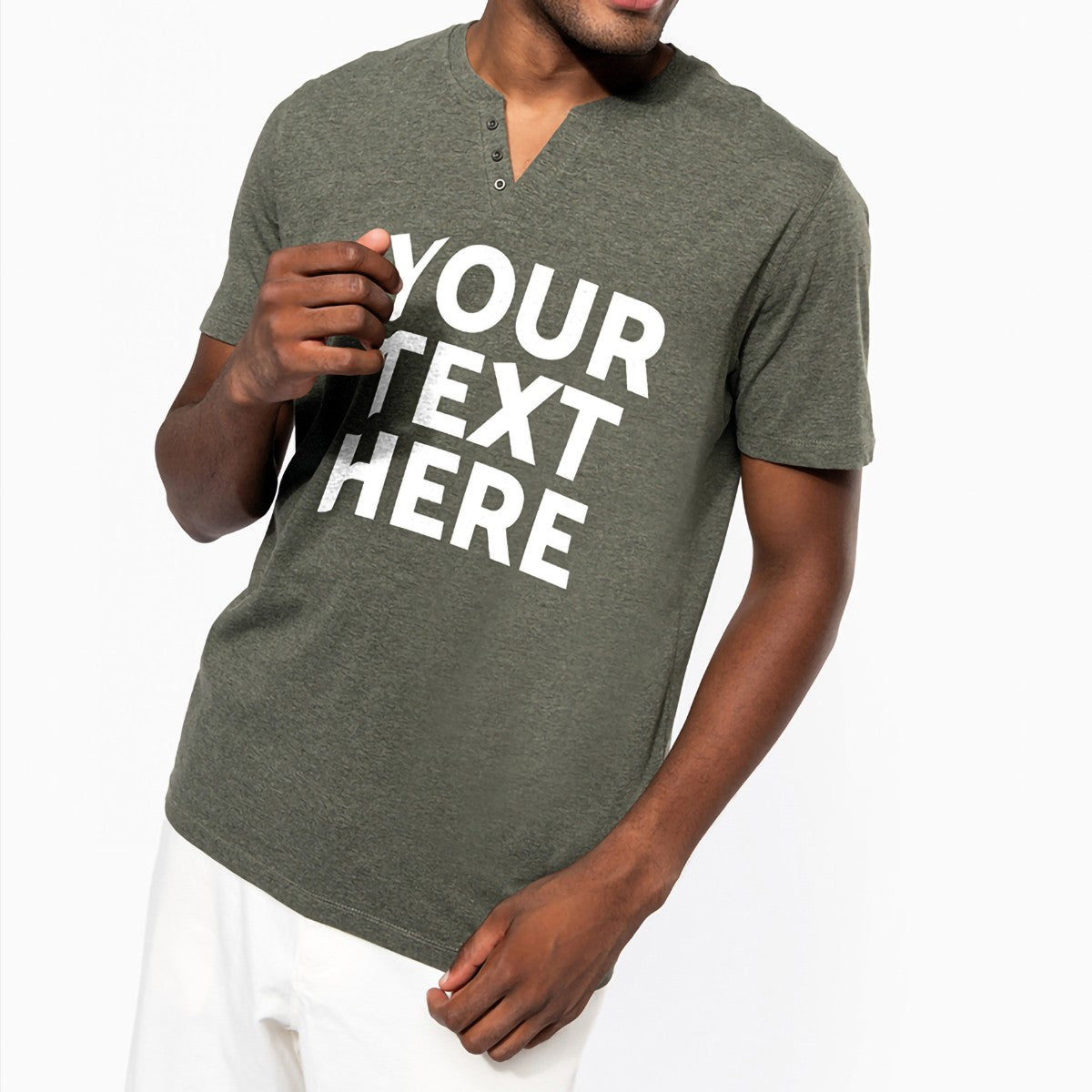 KNS302 - T-shirt écoresponsable henley manches courtes homme
