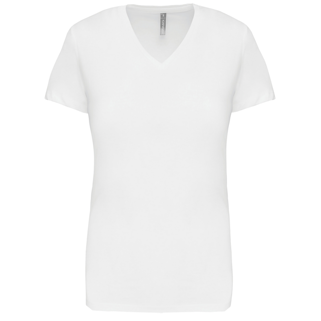 K381 - T-shirt col V manches courtes femme