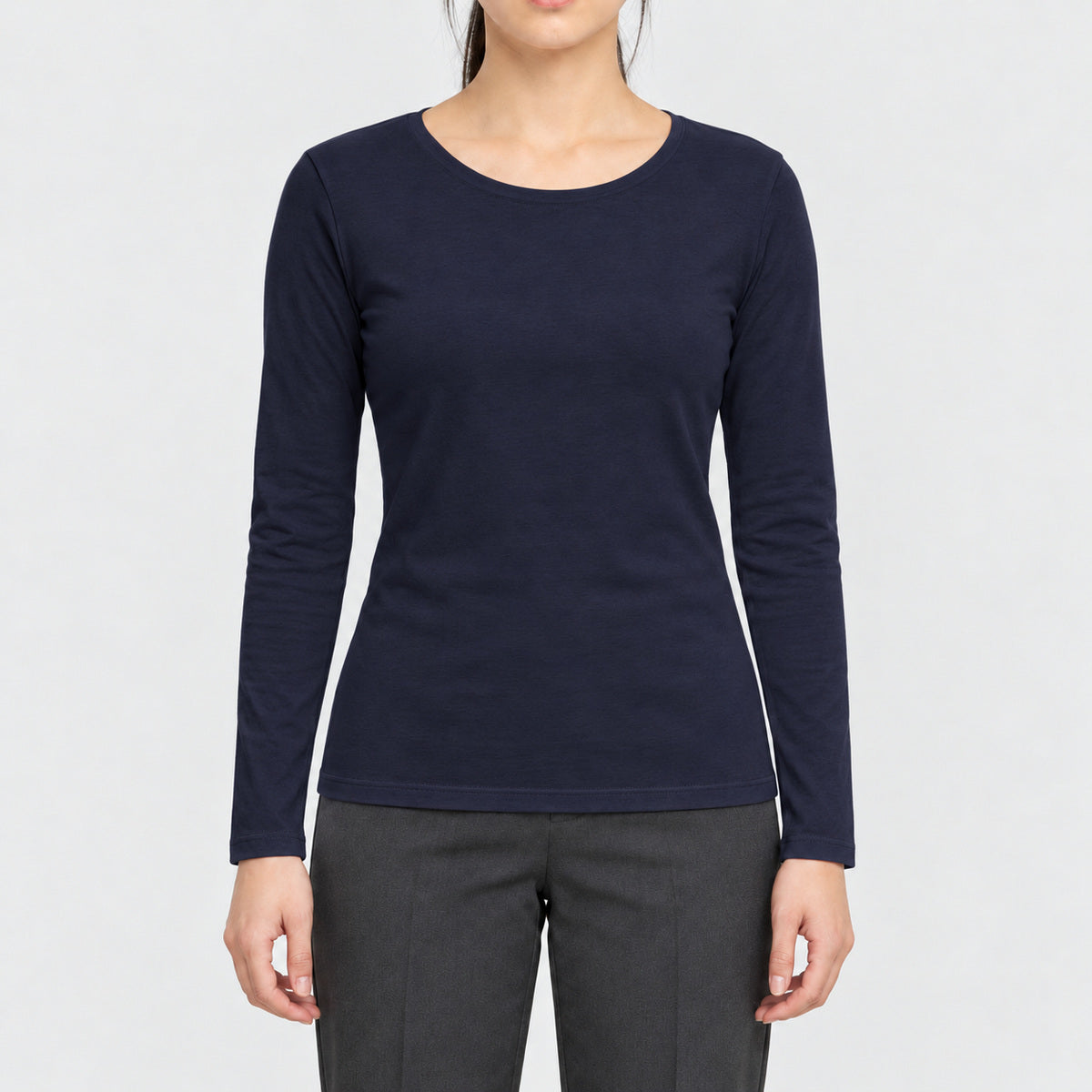 K3017 - T-shirt col rond manches longues femme