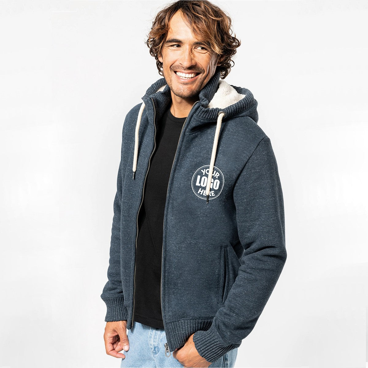 KV2312 - Veste vintage molleton doublée sherpa homme