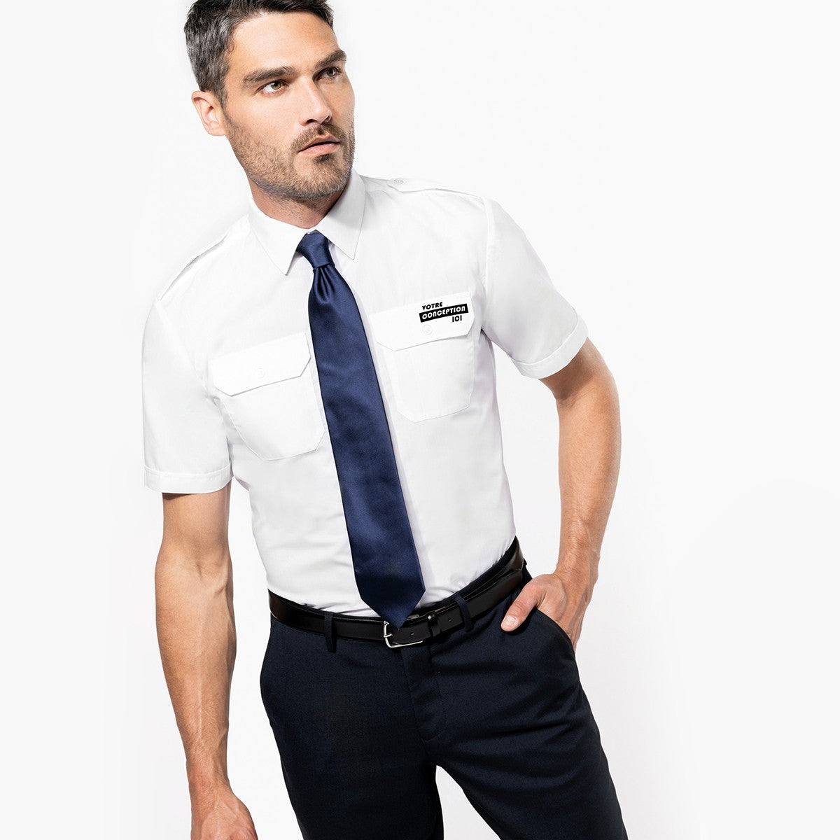 K503 - Chemise pilote manches courtes homme