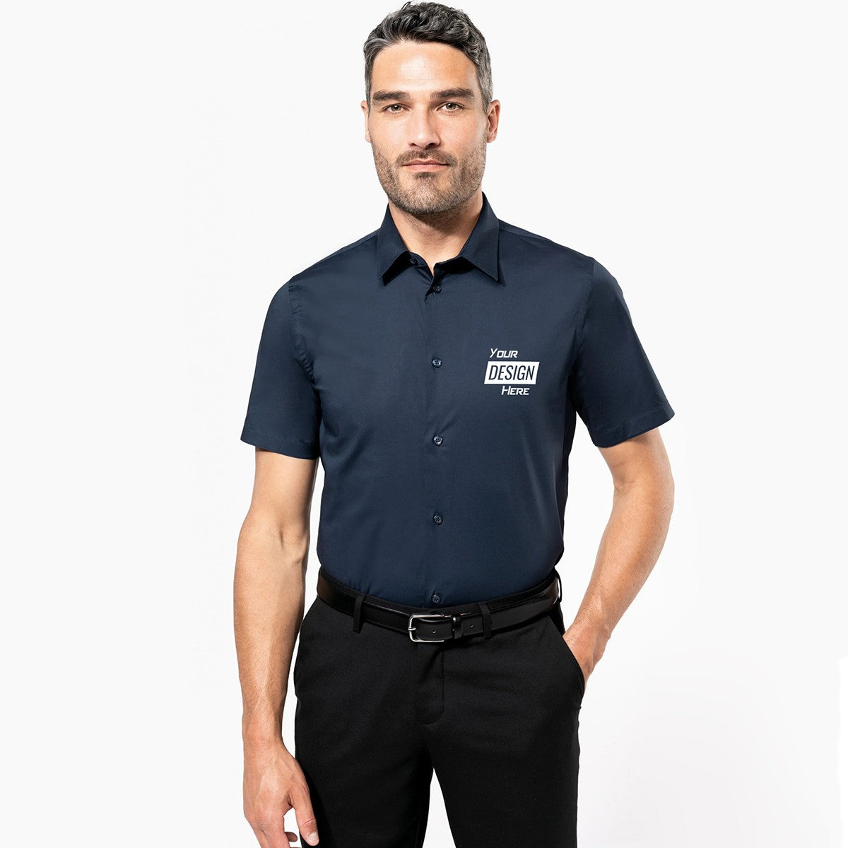 K531 - Chemise coton / élasthanne manches courtes