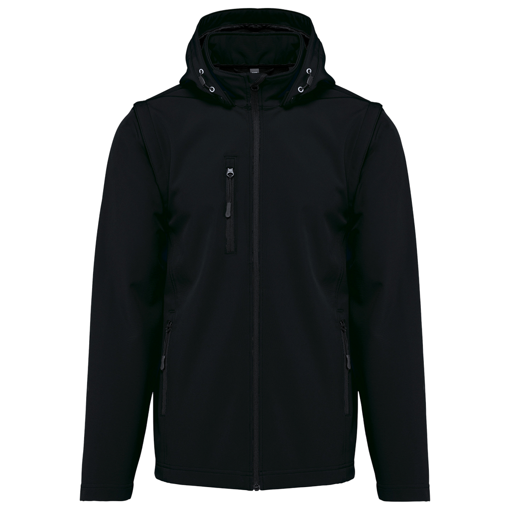 K422 - Veste Softshell 3 couches à capuche avec manches amovibles personnalisée homme femme unisexe