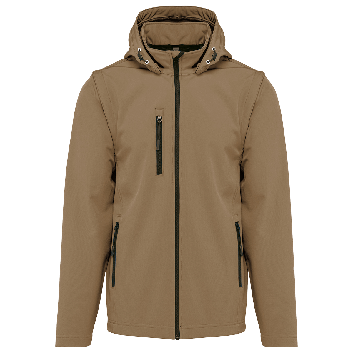 K422 - Veste Softshell 3 couches à capuche avec manches amovibles personnalisée homme femme unisexe