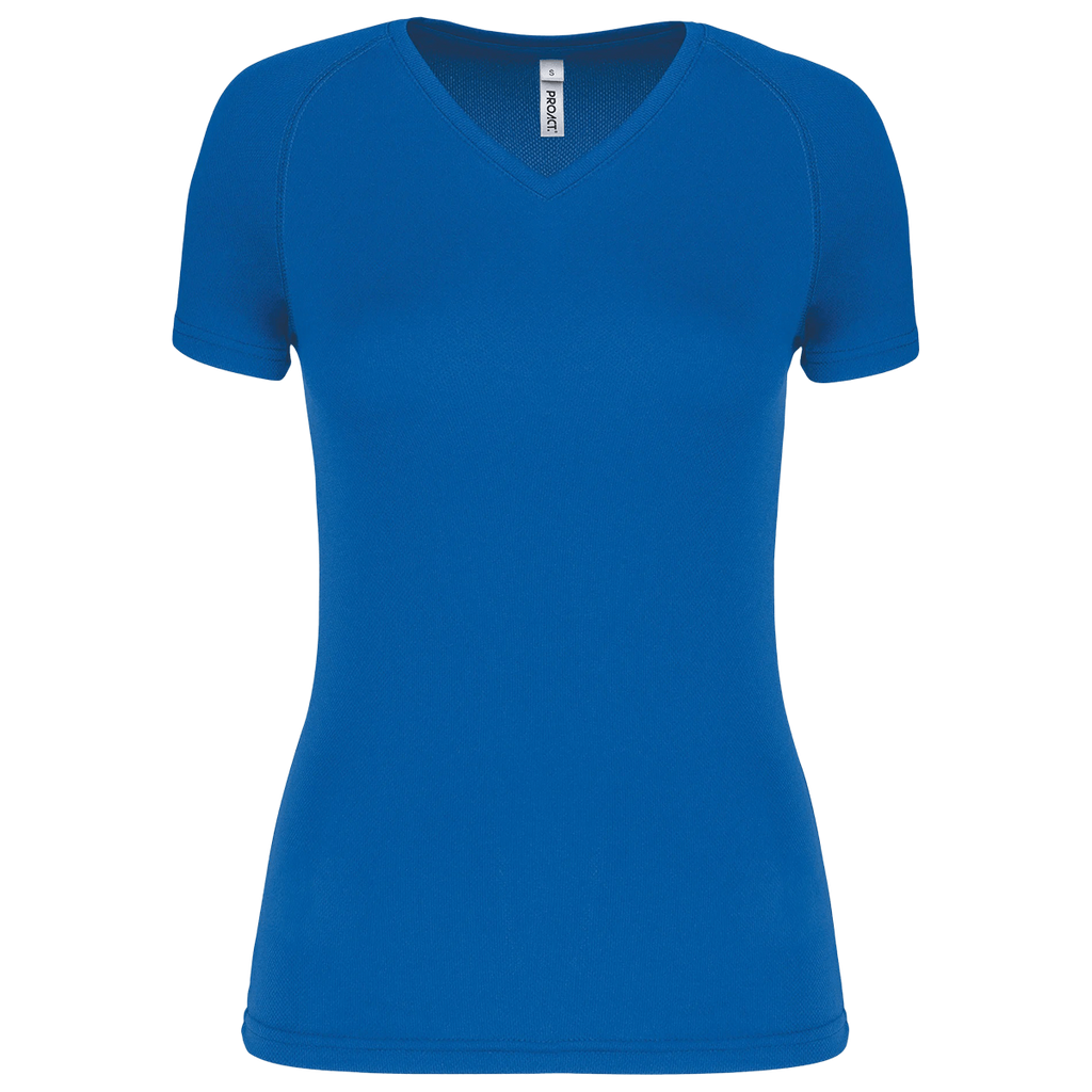 PA477 - T-shirt de sport manches courtes col v femme