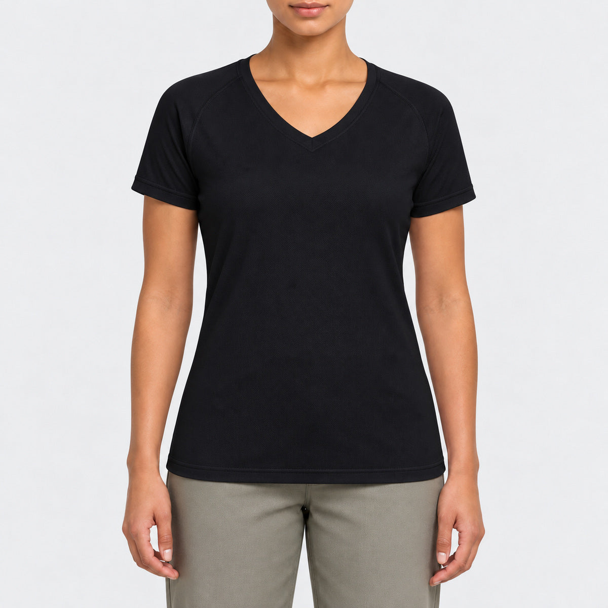 PA477 - T-shirt de sport manches courtes col v femme
