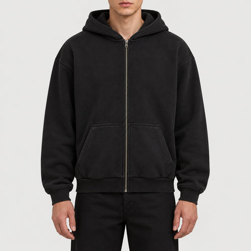 BY295 Sweat zippé à capuche lourd vintage — BUILD YOUR BRAND